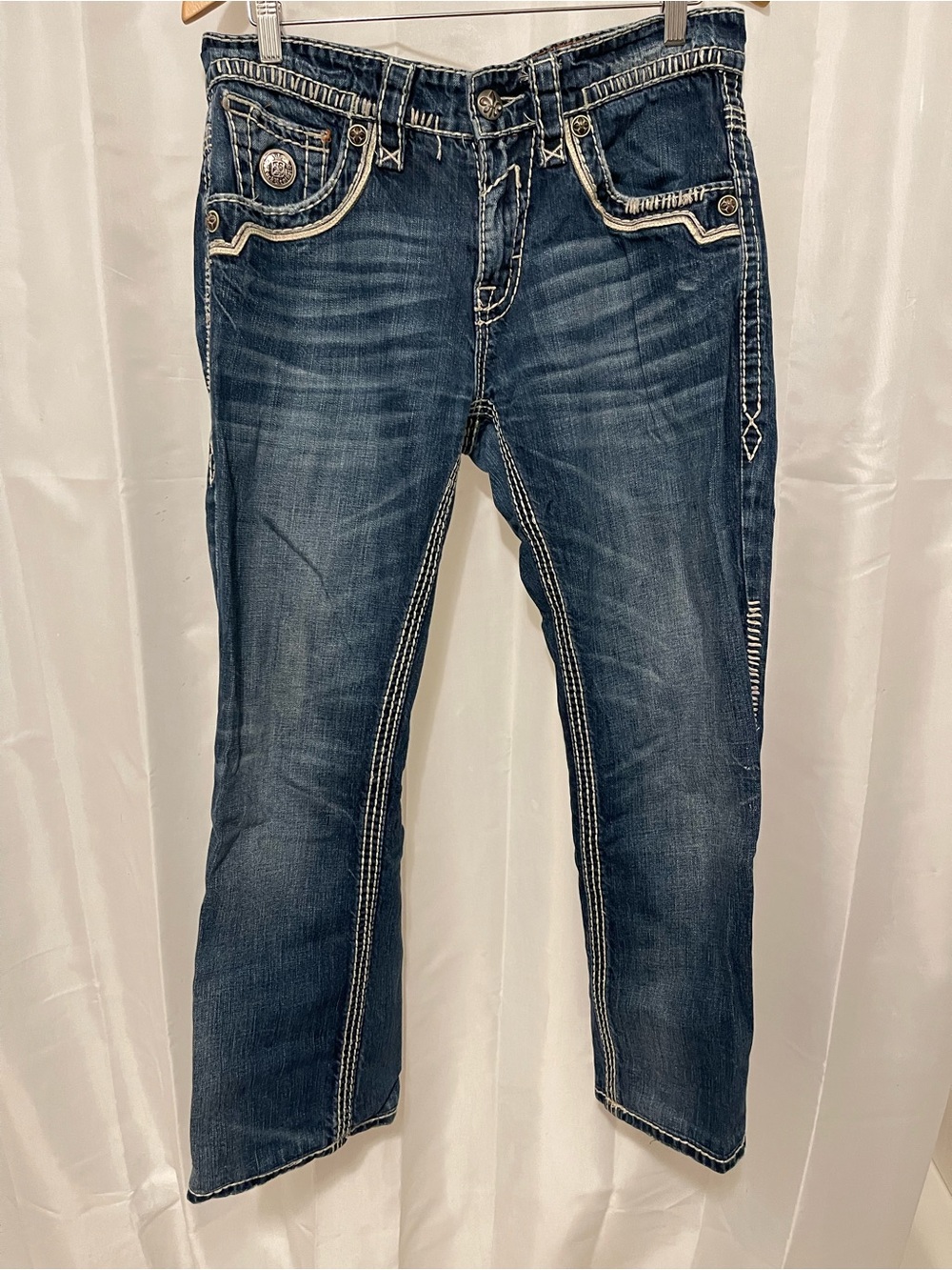 Rock Revival Men’s 31 Jason Relaxed Straight Denim Blue Wash Jeans